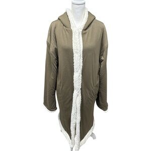 WeWoreWhat NWT Women's Hooded Sherpa Lined Oversized Overcoat Olive Size S